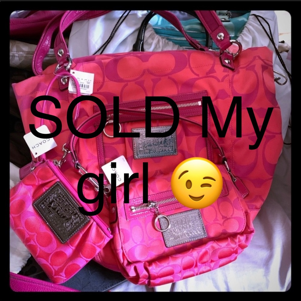 Coach 3pc NWT MELON PURSE WALLET BAG PINK - Picture 1 of 9